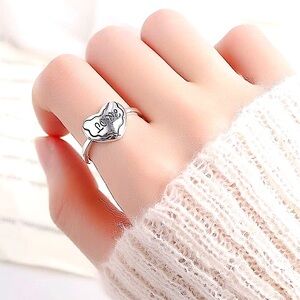 Elevated “Love” 925 Sterling Silver Heart Ring Adjustable‎